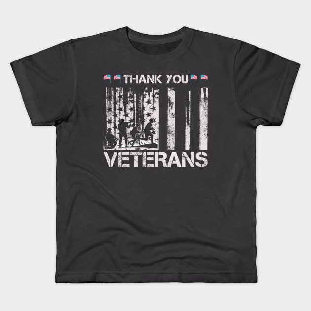 Thank You Veterans American Flag Kids T-Shirt by Gtrx20
